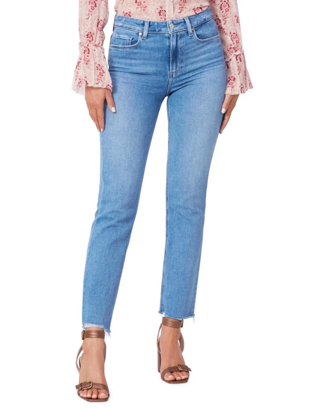 PAIGE Cindy Raw Hem Straight Leg Jeans